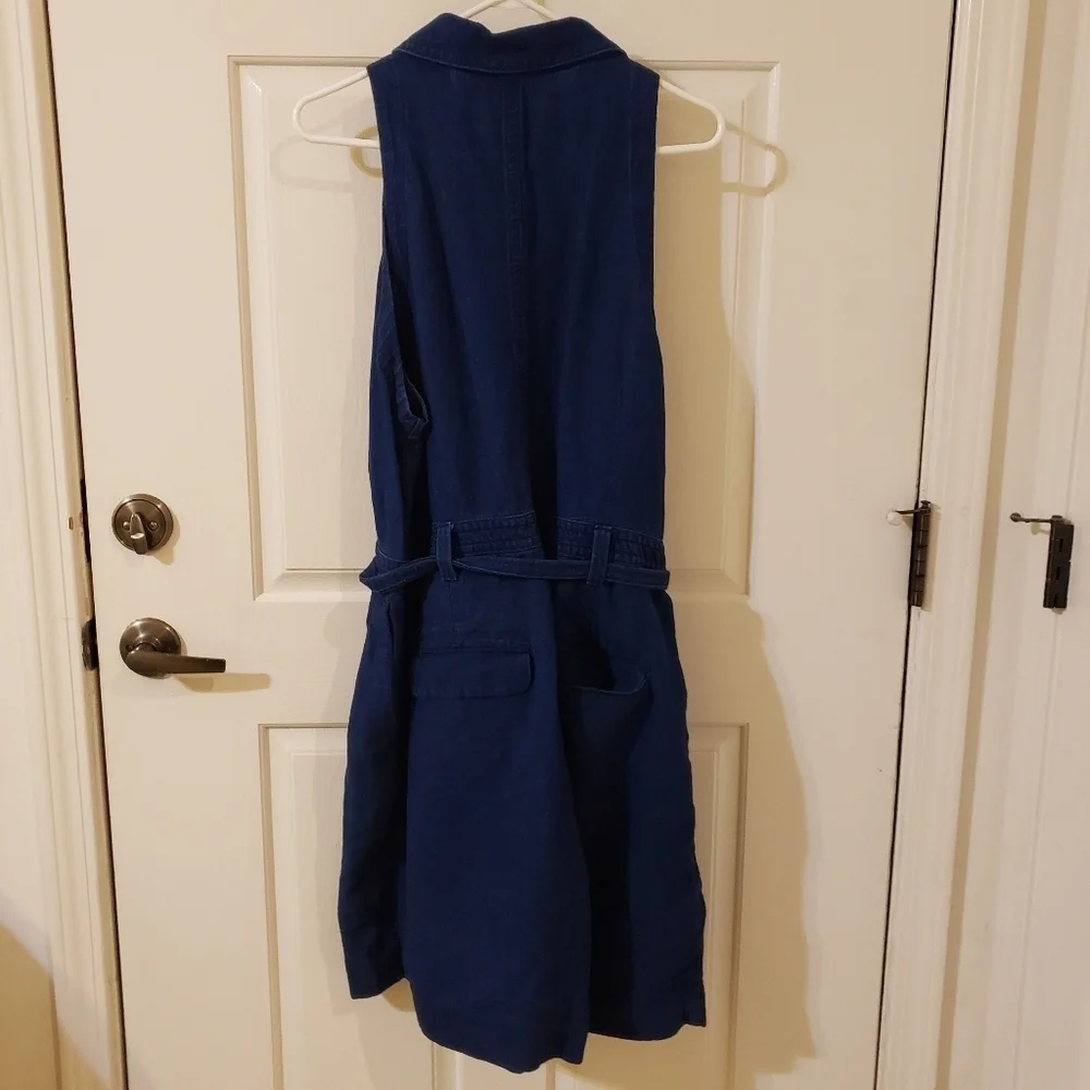 Banana Republic Denim Linen/Cotton BUTTON DOWN BERMUDA ROMPER -  size 18